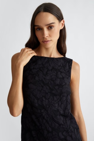 Vestido recto de encaje - Negro