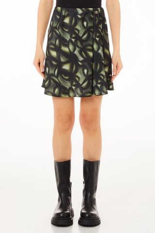 Falda evasé de talle alto - Verde