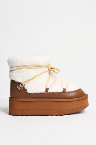 Botines de piel forrados Jane 07 - Blanco - Marrón