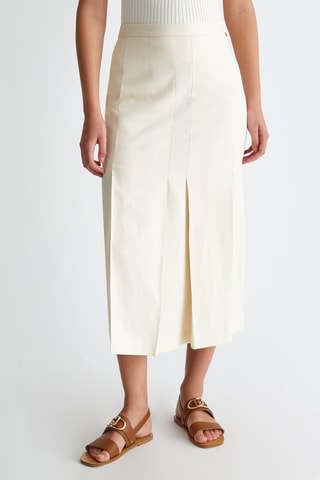 Falda midi de talle alto - Crudo