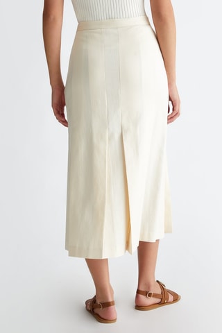 Falda midi de talle alto - Crudo