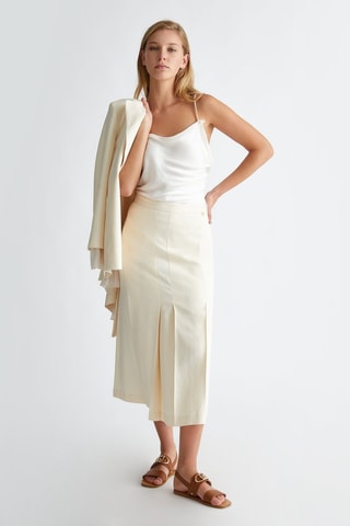 Falda midi de talle alto - Crudo