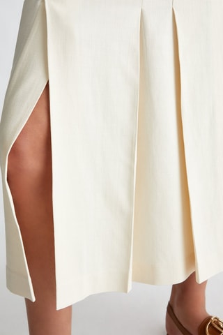 Falda midi de talle alto - Crudo