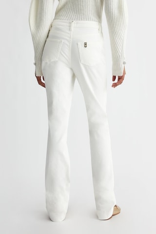 Pantalón straight de pana de tiro alto - Blanco
