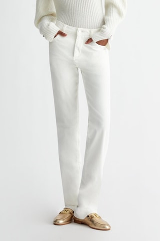 Pantalón straight de pana de tiro alto - Blanco