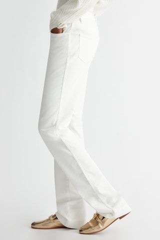 Pantalón straight de pana de tiro alto - Blanco