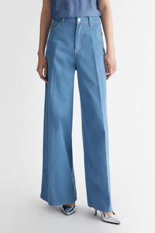 Pantalón flare de tiro alto - Azul