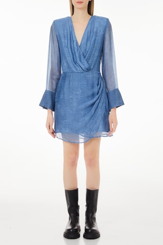 Vestido evasé de seda - Azul