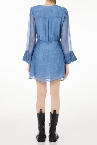 Vestido evasé de seda - Azul