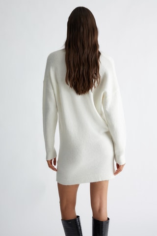 Cuello y vestido jersey - Blanco