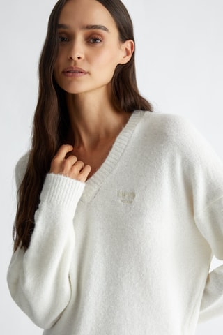 Cuello y vestido jersey - Blanco