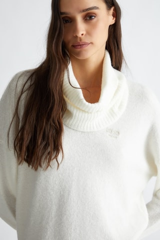 Cuello y vestido jersey - Blanco