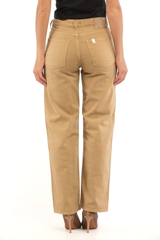 Vaquero straight de tiro alto - Beige