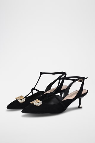 Zapatos de piel nobuk caprina de tacón - Negro