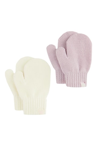 2 paires de moufles - Blanc et rose