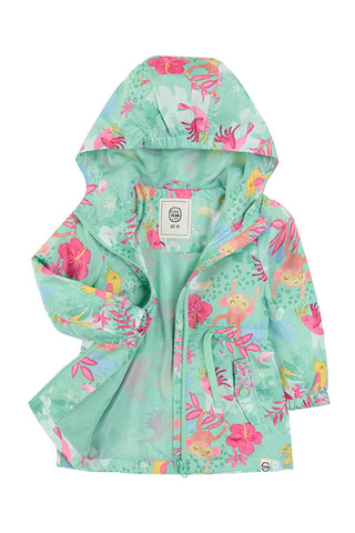 Parka met Capuchon Zeegroen en Fuchsia