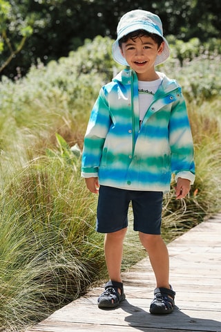 Regenjas met capuchon tie and dye - Wit en Koningsblauw