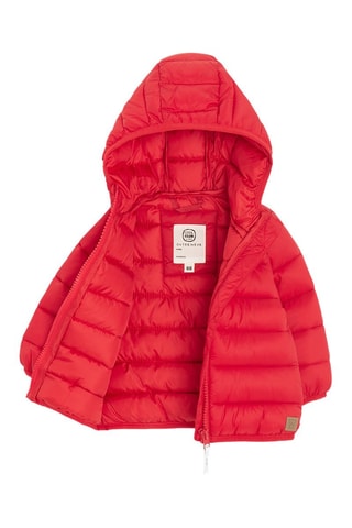 Gewatteerde jas met capuchon - Rood