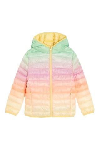 Gewatteerde Jas met Capuchon dip and dye- Geel en Groen