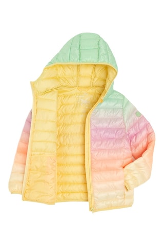 Gewatteerde Jas met Capuchon dip and dye- Geel en Groen