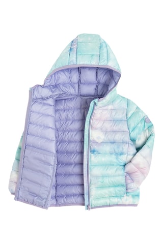 Gewatteerde Jas Dip and Dye met Capuchon - Lichtgroen en Paars
