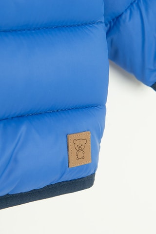 Gewatteerde Jas met Capuchon - felblauw en antraciet