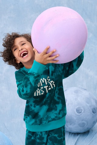 Sweater met Tie and Dye Effect - Turquoise