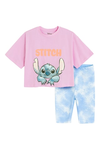 T-shirt en Legging Stitch Lilo en Stitch Disney - Roze en Hemelsblauw