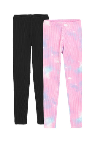 2 leggings - Noir et rose