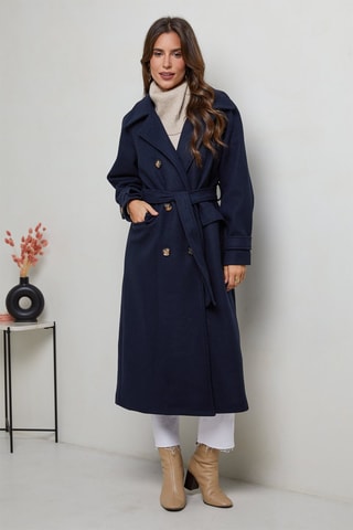 Abrigo largo recto  - Azul marino