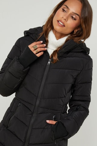 Anorak recto con capucha  - Negro