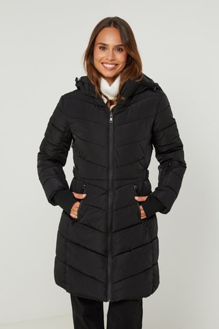Anorak recto con capucha  - Negro