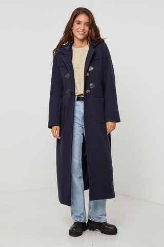 Trenca con capucha trapecio - Azul marino