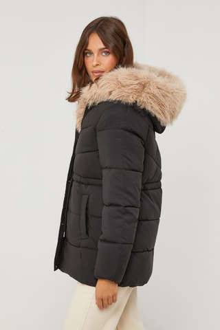 Anorak recto con capucha - Negro