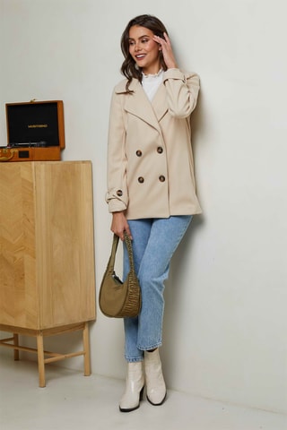 Abrigo corto recto - Beige