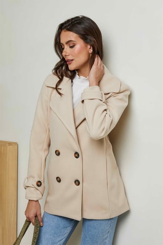 Abrigo corto recto - Beige