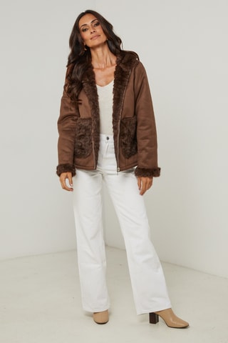 Chaqueta reversible con capucha - Marrón