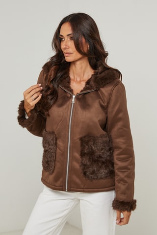 Chaqueta reversible con capucha - Marrón