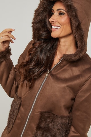 Chaqueta reversible con capucha - Marrón