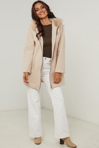 Abrigo con capucha - Beige
