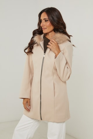 Abrigo con capucha - Beige