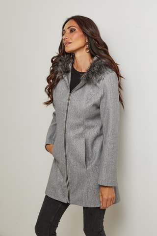 Abrigo con capucha - Gris