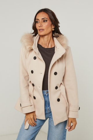 Abrigo con capucha - Beige