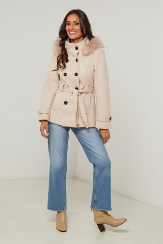 Abrigo con capucha - Beige