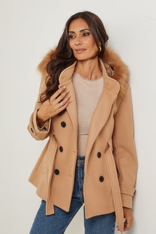 Abrigo con capucha - Camel