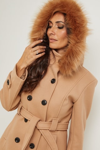 Abrigo con capucha - Camel