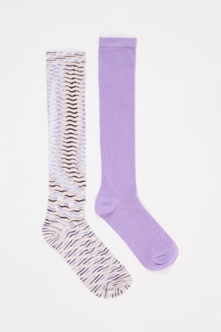 2 pares de calcetines - Malva y amarillo - Violeta