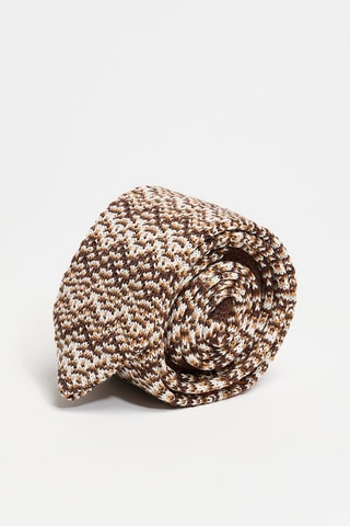 Corbata fina de lana y seda - Marrón - Marrón