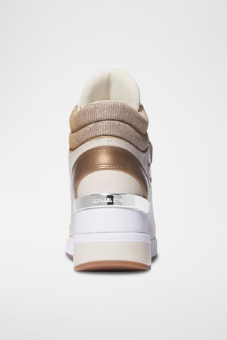 Baskets compensées en cuir - Camel
