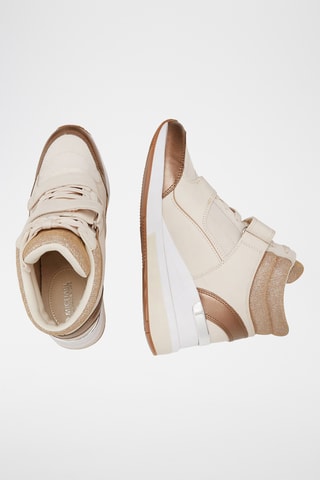 Baskets compensées en cuir - Camel